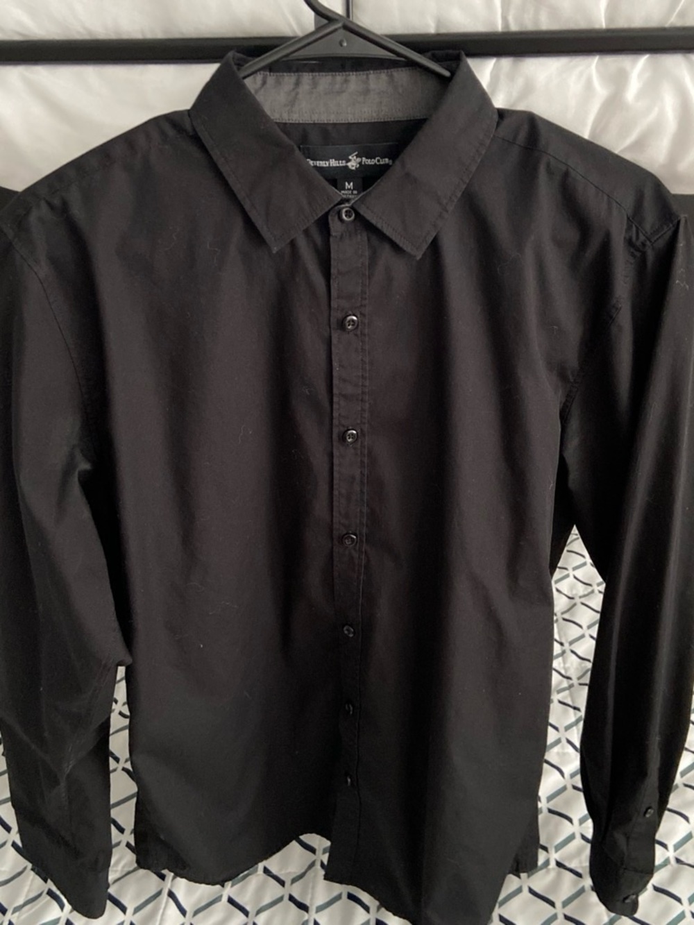 Beverly Hills Polo Club Men's Black Button-Up Dress Shirt